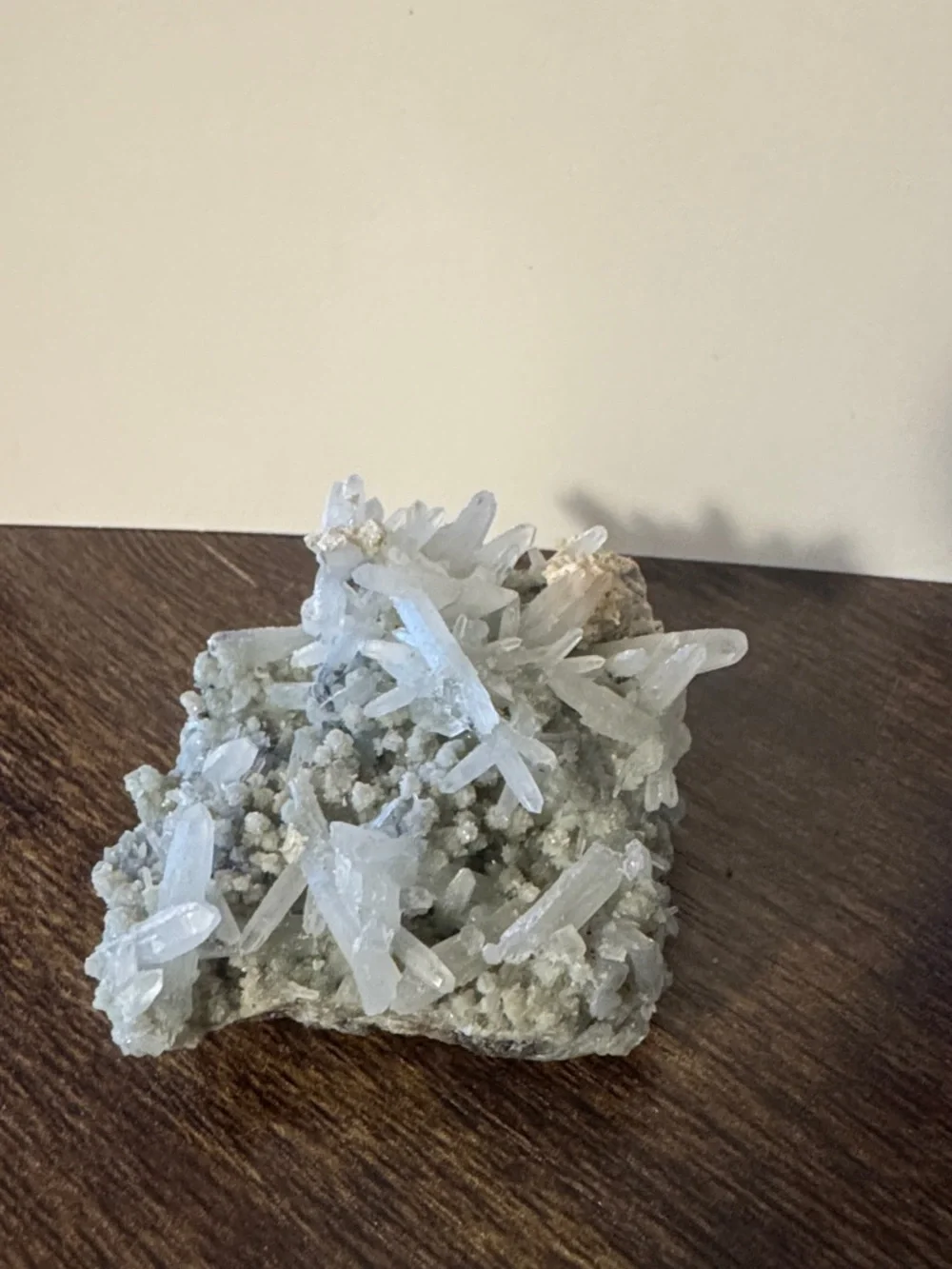 Clear White Quartz Needle Crystal Cluster w/Green Chlorite Inclusions